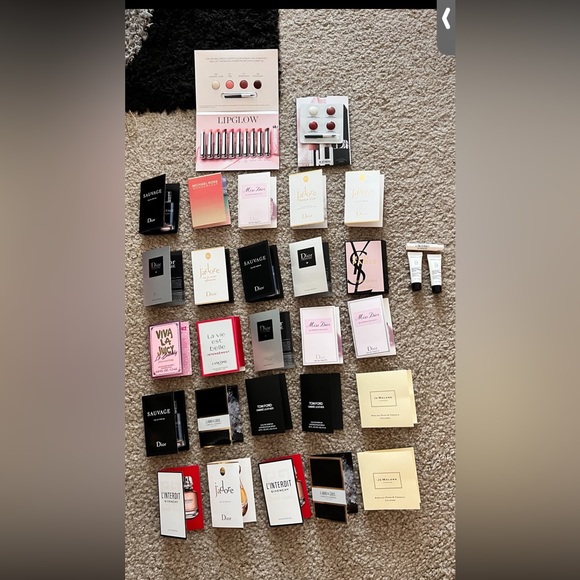 New 26 perfume, lip glow, Dior rouge and make up primer samples total 30 pieces - Picture 1 of 4